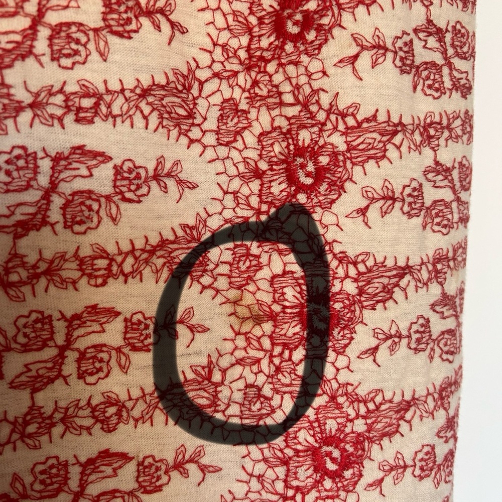 ❣️ *True Vintage* Pretty Red and Cream Embroidered Floral Dress - Picture 15 of 15